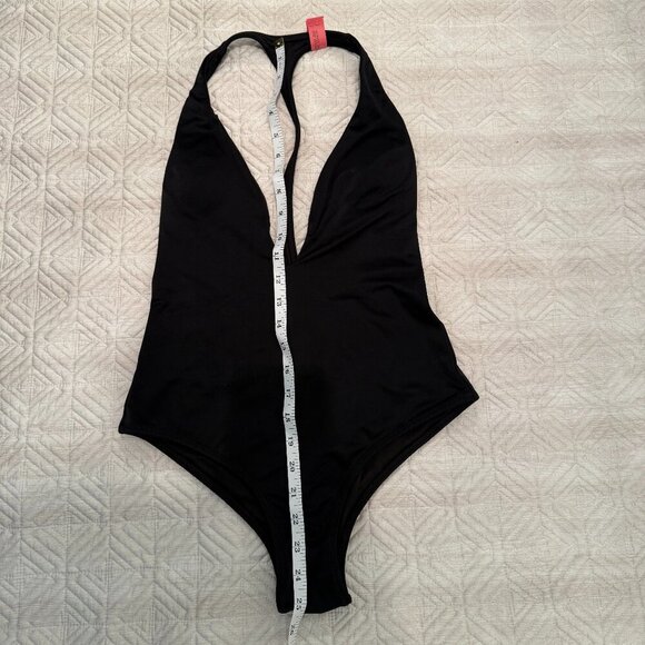 Black Plunge V Neck Bathing Suit, Peixoto, Size M - Picture 3 of 6